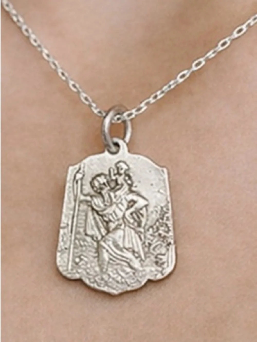 Vintage German Silver St. Christopher Medal- Germany Mid Century Pendant - Picture 4 of 13